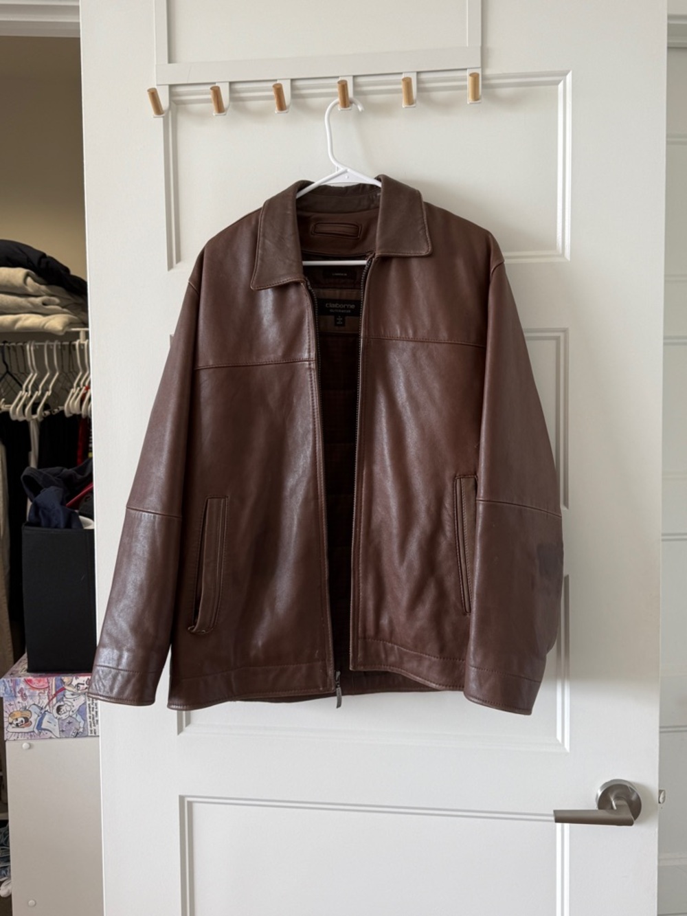 Vintage Claiborne Genuine Lambskin Classic Brown Leather Jacket